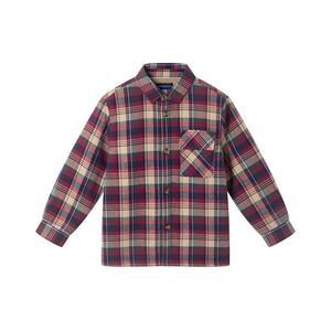 Andy & Evan Boys  Plaid Sherpa-Lined Flannel Button-Down, Red